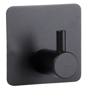 Set 4 Cârlige autoadezive din oțel inox, vopsit Negru Mat, Black Line