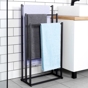  Suport Metalic pentru prosoape cu 3 bare orizontale 44 x 21 x 86 cm, Black Line
