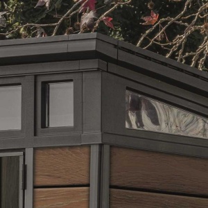 Casuta de gradina, Keter, Maro, 9x7, colectie Signature, usa dubla, ferestre, ventilatie, ranforsare metalica