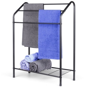 Suport pentru prosoape metalic negru 60 x 28 x 82,5 cm, Black Line
