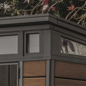 Casuta de gradina, Keter, Maro, 11x7, colectie Signature, usa dubla, ferestre, ventilatie, ranforsare metalica