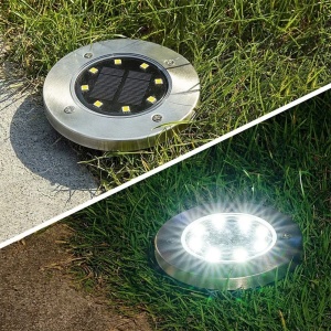 Set 12 Lampi solare de grădină cu LED-uri ingropate, din oțel, 11,5 cm, Solar Line Premium