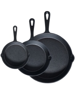 Set 3 Tigai Din Fonta Natur, 15x20x25 cm, + Protectii Silicon, Cast Line