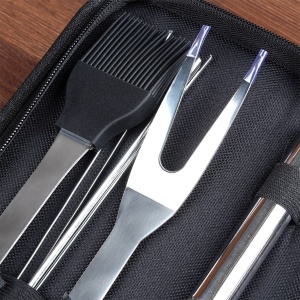 Set Aceesorii pentru Gratar/BBQ Inox, 10 piese + Husa, Barbeque Edition