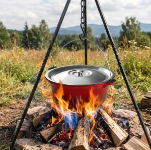 Ceaun Fonta Emailata Rosu 11 L, 36 cm + Capac Inox Inclus