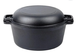 Oală cu capac din fontă 2 în 1, 26 cm 6L + Cratita/Tigaie Fonta Natur 2in1, 3.5L, CAST LINE