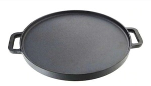 Plită grill/neteda fontă natur 2 fețe 30 cm cu perete, Cast Line