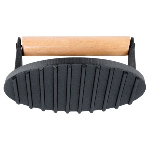 Presa Fonta cu maner din lemn natural pentru Burger/Hamburger, 17.5cm, Smash Edition