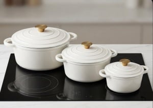 Set 3 oale din fontă emailată Alba ( 6L + 3.6L + 2L ) - Colectia White Line