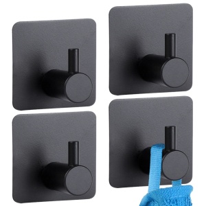 Set 4 Cârlige autoadezive din oțel inox, vopsit Negru Mat, Black Line