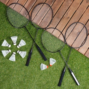 Set de 4 Rachete badminton cu 8 fluturasi 61 cm, 12 buc, Kids Line