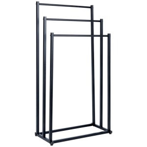  Suport Metalic pentru prosoape cu 3 bare orizontale 44 x 21 x 86 cm, Black Line