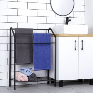 Suport pentru prosoape metalic negru 60 x 28 x 82,5 cm, Black Line