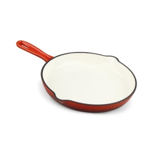 Tigaie Fonta Emailata 26cm Rosie cu Alb