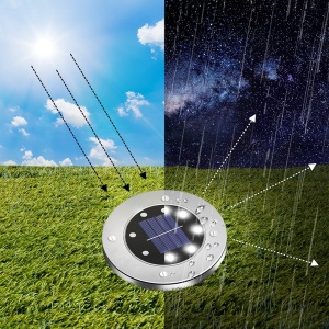 Set 12 Lampi solare de grădină cu LED-uri ingropate, din oțel, 11,5 cm, Solar Line Premium