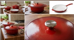 Set Complet Fonta Emailata ( 3 Oale Fonta + Tigaie Fonta + Tava Fonta ) Red Edition