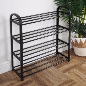 Suport pentru pantofi metalic negru cu 4 niveluri 49,5x18,5x56,5 cm, Black Line
