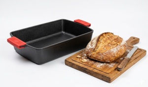 Tava pentru copt din fonta natur, lasagna, paste etc 33x23cm + protectii