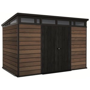 Casuta de gradina, Keter, Maro, 11x7, colectie Signature, usa dubla, ferestre, ventilatie, ranforsare metalica
