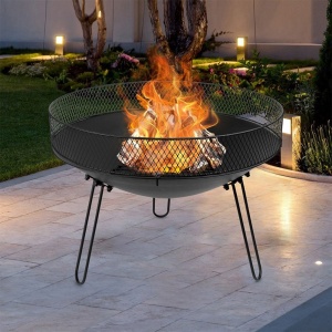 Focar Metalic pentru foc de tabara 60cm + Picioare 44 cm, Ambiance HL