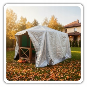 Prelată groasă și impermeabilă 6x8 m (120 g/m²) – protecție uv și ranforsări metalice (gri/argintiu/verde), HAGE