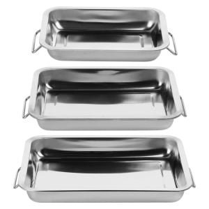 Set 3 Tavă de copt dreptunghiulară din oțel-inox, 35,5 x 26,5 x 4,8 cm. Inox Line