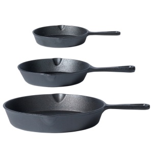 Set 3 Tigai Din Fonta Natur, 15x20x25 cm, + Protectii Silicon, Cast Line