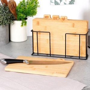 Set 4 Tocatoare din Bambus + Suport, 28cm x 20cm x 0.7cm, FSC Line