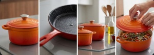 Set 4 vase din fontă emailată : Oala 2.2 l , 2.8 l, 5 l, și Tigaie 25cm, Oranje-Red 4