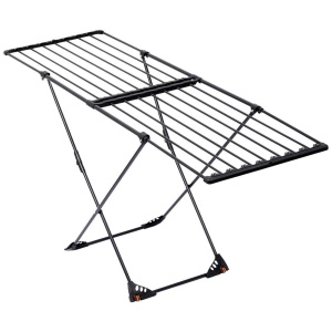 Suport de uscare haine/rufe metalic negru glisant XXL telescopic 110-189 cm,30kg Incarcare Black Line