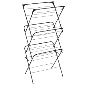 Suport de uscare haine/rufe metalic negru vertical 61x58x136 cm, 15KG Incarcare, Black Line