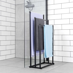 Suport Metalic pentru prosoape cu 3 bare orizontale 44 x 21 x 86 cm, Black Line