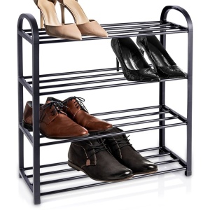 Suport pentru pantofi metalic negru cu 4 niveluri 49,5x18,5x56,5 cm, Black Line