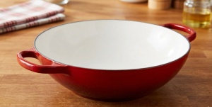 Wok traditional Fonta Emailata Rosu 37cm, 3.7L