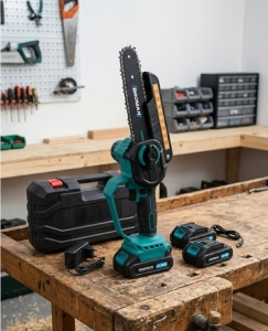 Mini Druba/ferastrau Electric Broman 2 acumulatori, 21 V, Brushless(fara perii), lama 16 cm, rezervor ulei