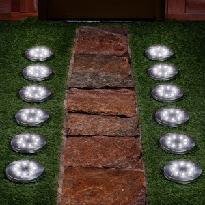 Set 12 Lampi solare de grădină cu LED-uri ingropate, din oțel, 11,5 cm, Solar Line Premium