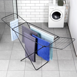 Suport de uscare haine/rufe metalic negru pliabil 181 cm, 5kG Incarcare, Black Line