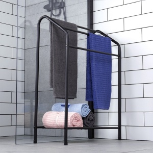 Suport pentru prosoape metalic negru 60 x 28 x 82,5 cm, Black Line