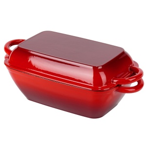 Tava pentru copt din fonta emailata 37.5 cm x 19.5cm,3.5L+1.5L, Red-Black Edition