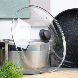 Capac din sticlă termorezistentă 30 cm cu rama din otel inox, până la +200°C