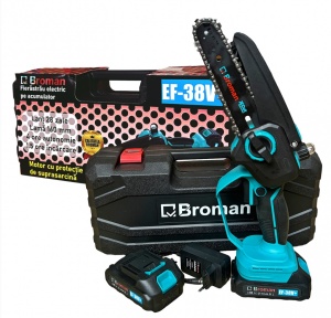 Mini Druba/ferastrau Electric Broman 2 acumulatori, 21 V, Brushless(fara perii), lama 16 cm, rezervor ulei