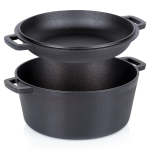 Oală cu capac din fontă 2 în 1, 26 cm, 6.1L, CAST LINE