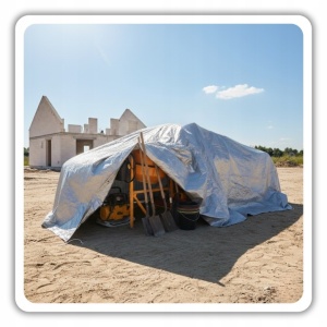 Prelată groasă și impermeabilă 6x8 m (120 g/m²) – protecție uv și ranforsări metalice (gri/argintiu/verde), HAGE