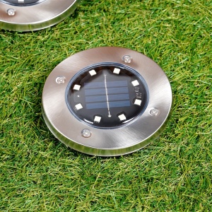 Set 12 Lampi solare de grădină cu LED-uri ingropate, din oțel, 11,5 cm, Solar Line Premium