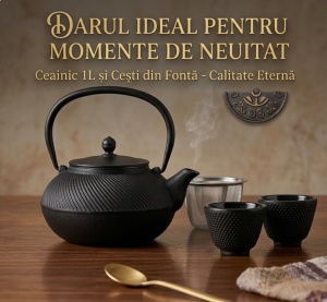 Set Ceremonia Ceaiului „Zen Tradition” – Ceainic din Fontă și 2 Cești fonta Emailata