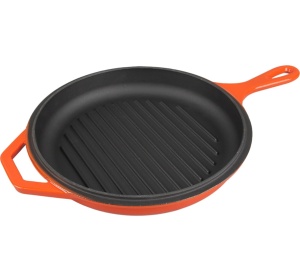 Set Tigaie, Cratita/Oala din fonta emailata 2 in 1, 4.6L, Ø26cm, Naranje-Oranje Edition