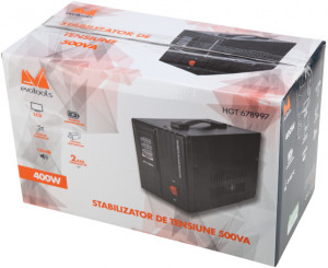 Stabilizator de Tensiune 500VA, LCD Display, Servomotor si Functie de Intarziere