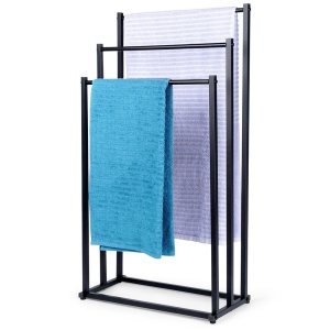  Suport Metalic pentru prosoape cu 3 bare orizontale 44 x 21 x 86 cm, Black Line