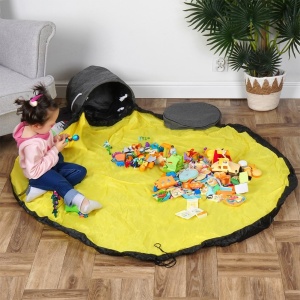 Coș de depozitare jucării cu covoraș de joacă 30x29 cm, impermeabil, Covor 130 cm diametru, Kids Line