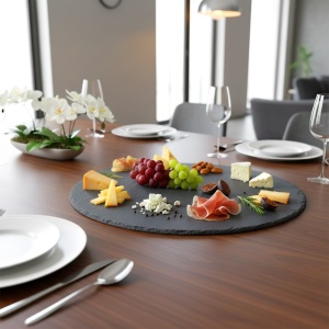 Platou rotund din Ardezie piatră naturală – 30 cm, Gama Lux